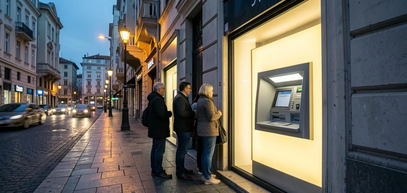 Beyoğlu'nda bir ATM önünde küçük kuyruk