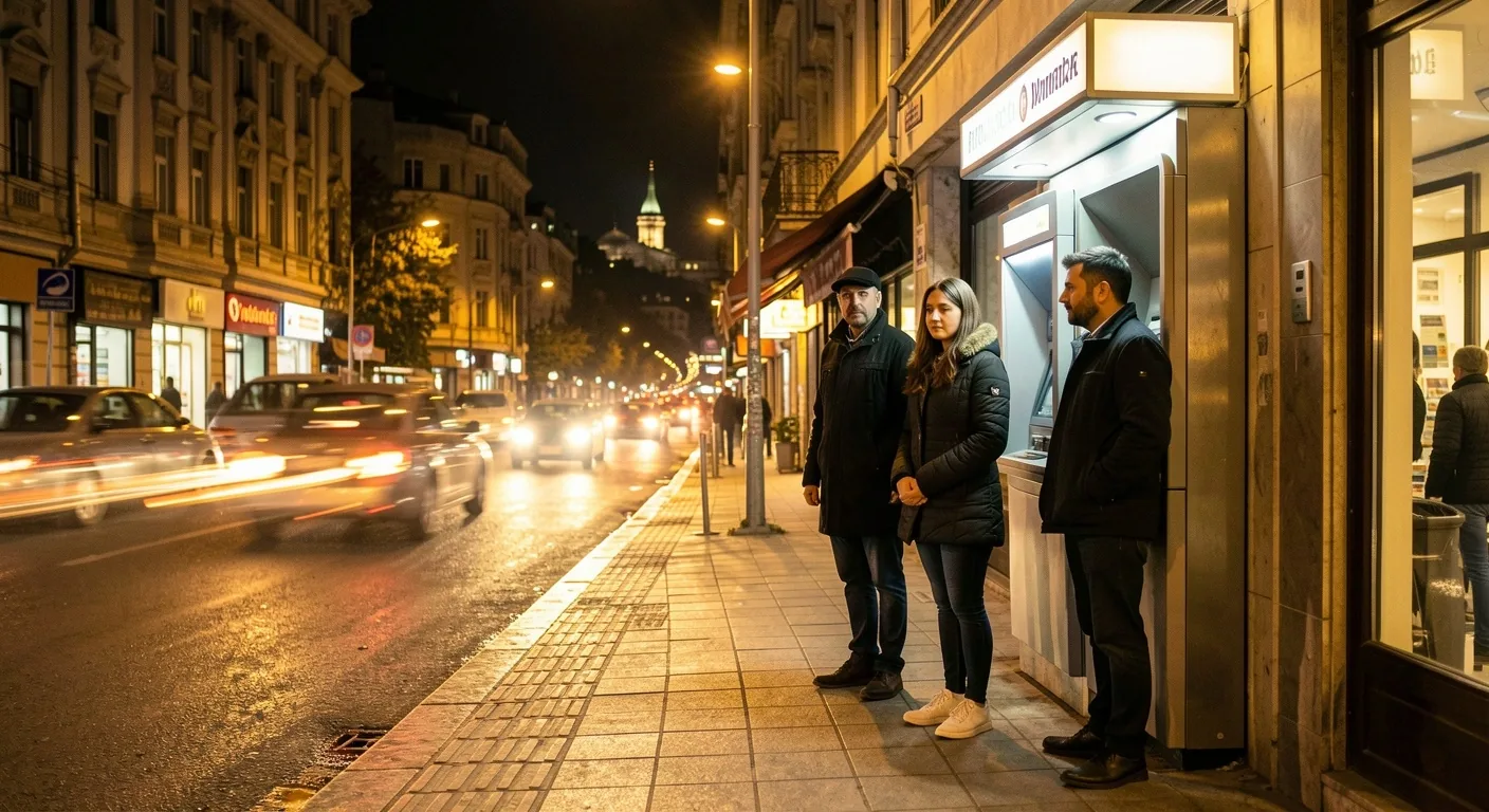 İstanbul'da bir ATM önünde küçük bir kuyruk